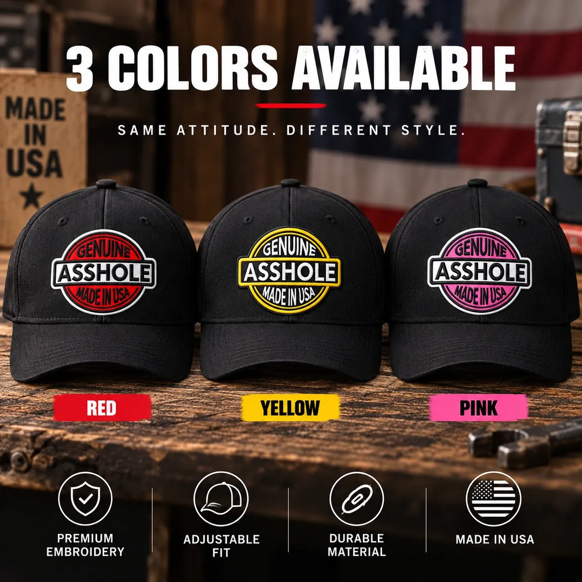 🔥Genuine Asshole Hat | Funny Embroidered Attitude Cap-Made by Jim