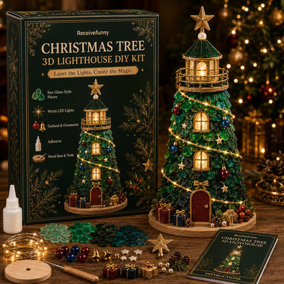 ✨ DIY Christmas Lighthouse Kit | Sea Glass-Style Pieces & LED Lights