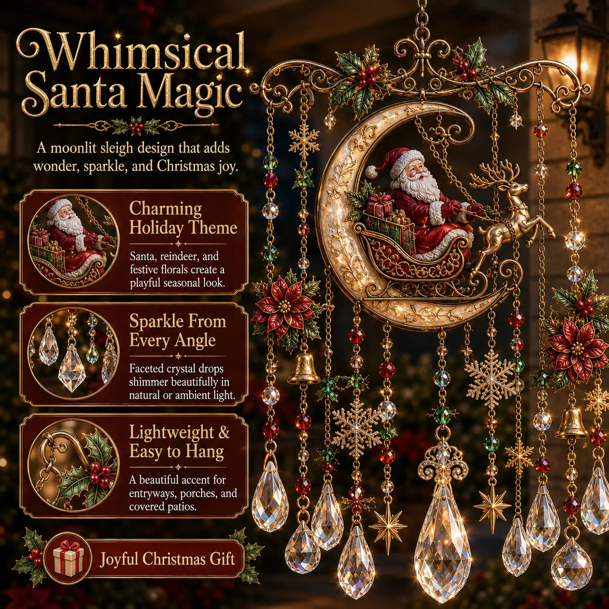 🎄🎐Handmade Christmas Stained Glass Window Hanging