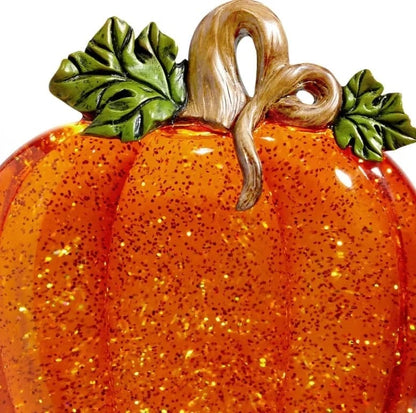 🎉Orange Fall Pumpkin Lighted Glitter Swirl Water Globe