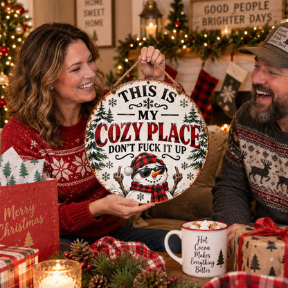 “This Is My Cozy Place” Funny Christmas Door Sign