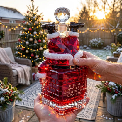 🎅 Santa Stuck in the Chimney Whiskey Bottle