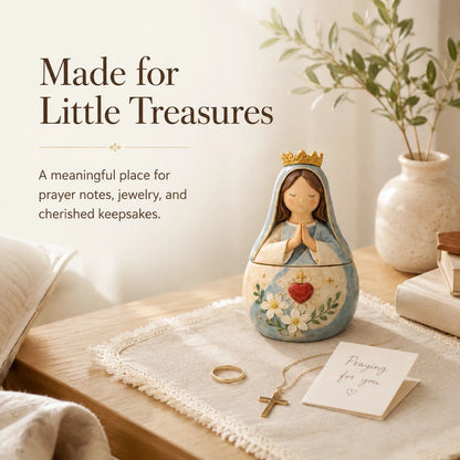 ✨ Divine Grace Collection: Hand-Painted Sacred Heart Jesus & Blessed Mary Keepsake Box