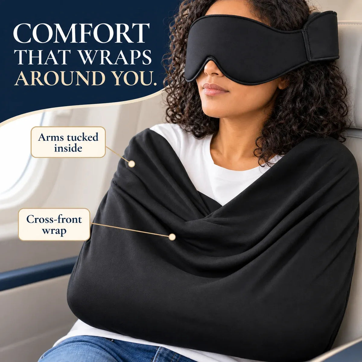 😴3-in-1 Airplane Sleep Support System - Integrated Plane Sleeping Accessories with Memory Foam Long Haul Flight Pillow✈️