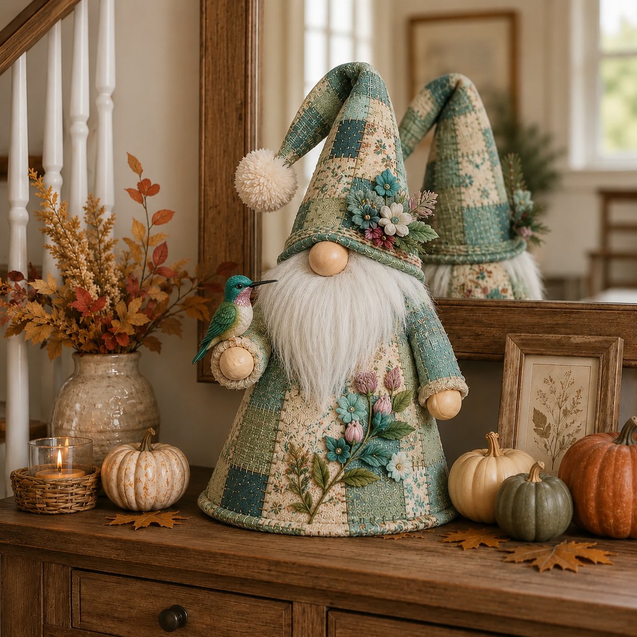 🔥 LAST DAY 49% OFF – 🐦Patchwork Bird Gnome Light Collection | Warm Glowing Tabletop Decor ✨
