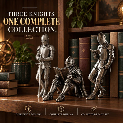 ⚔️ Reading Knight Bookshelf Statue | Medieval Fantasy Bookend Décor