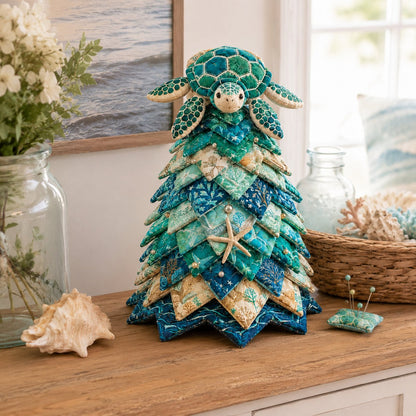 🌊 Ocean Dreams Layered Fabric Tree Craft Kit | Create a Freestanding Coastal Centerpiece with Coordinated Fabrics & Marine Topper 🐚✨