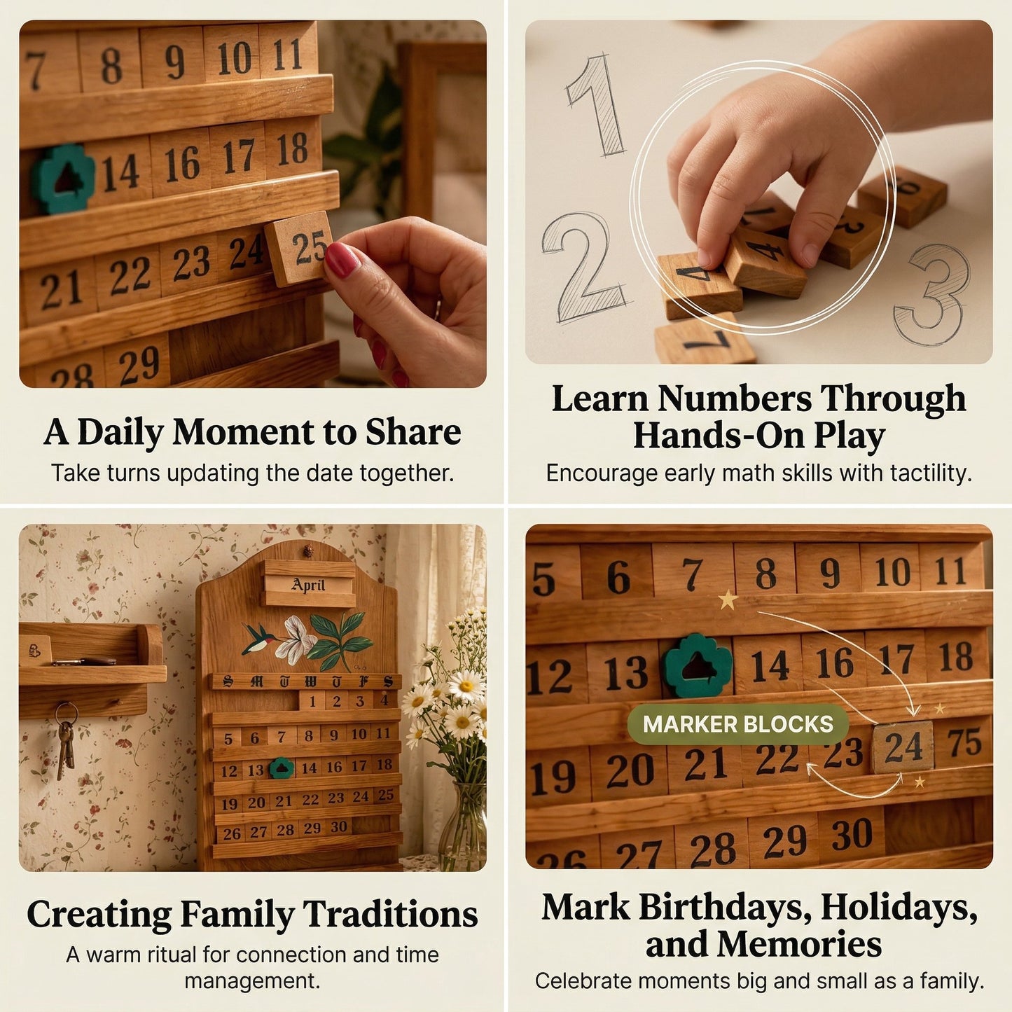 🎄 Festive Wooden Perpetual Calendar