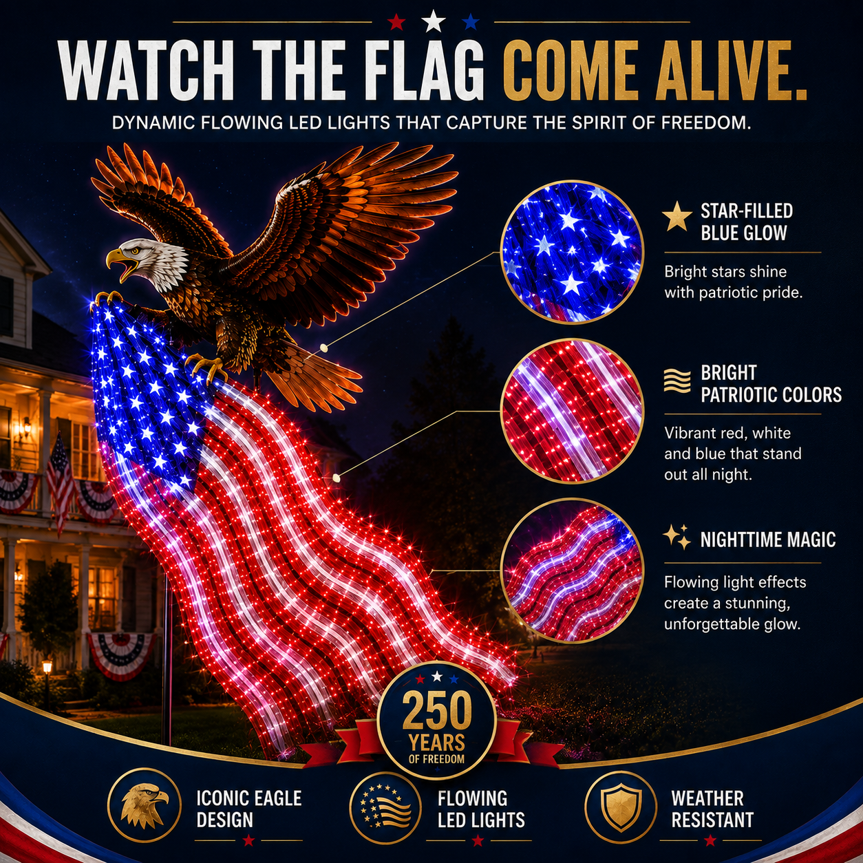 Eagle of Freedom patriotic garden light
