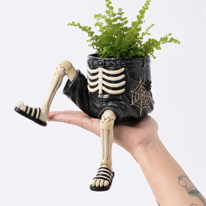 🔥LAST DAY 50% OFF - 💀🎃Halloween Whimsical Hanging Leg Planter Hand-Painted Resin Succulent Pot💐