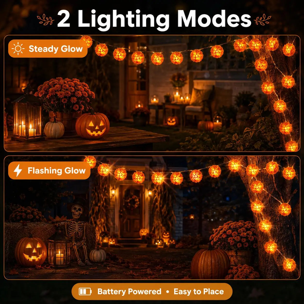 3M 20-LED Marigold String Lights for Ofrenda, Halloween & Fall Decor