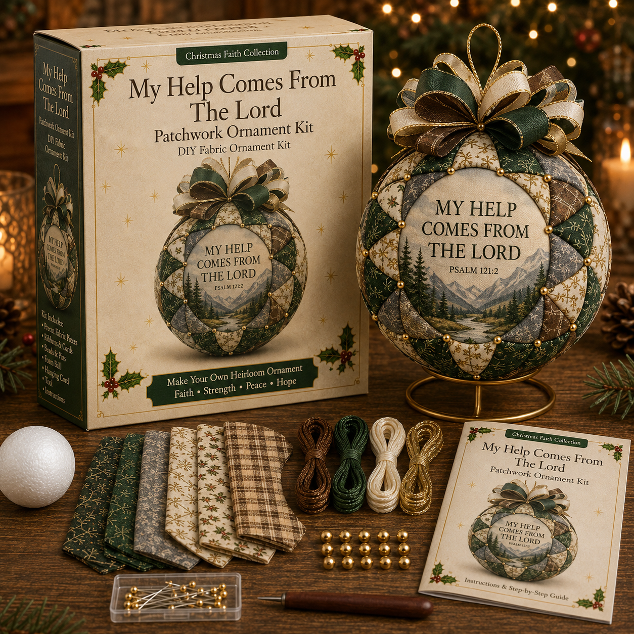 🎄 Christmas Faith Patchwork Ornament DIY Kit