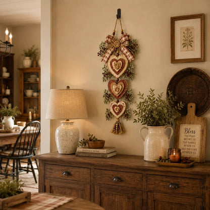 🍂🤎Vintage Farmhouse Layered Heart Wall Hanging