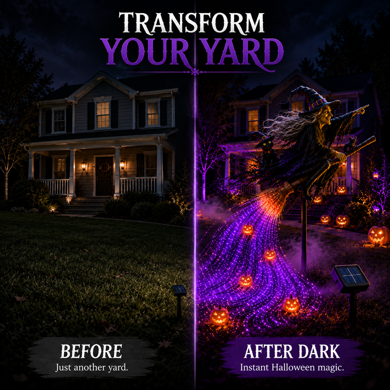 Witch Halloween fiber optic outdoor yard light