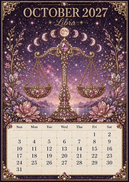 🌙 Beginner-Friendly 2027 Twelve Zodiac Bead Art Calendar Kit | Complete Kit with Zodiac Design Base, Decorative Beads & Step-by-Step Guide Included 💕
