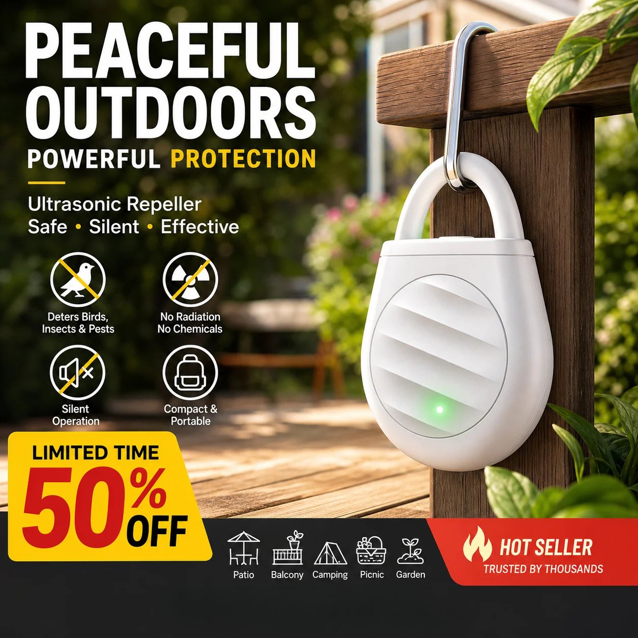 Portable ultrasonic repellent battery feature