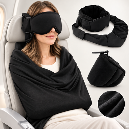😴3-in-1 Airplane Sleep Support System - Integrated Plane Sleeping Accessories with Memory Foam Long Haul Flight Pillow✈️