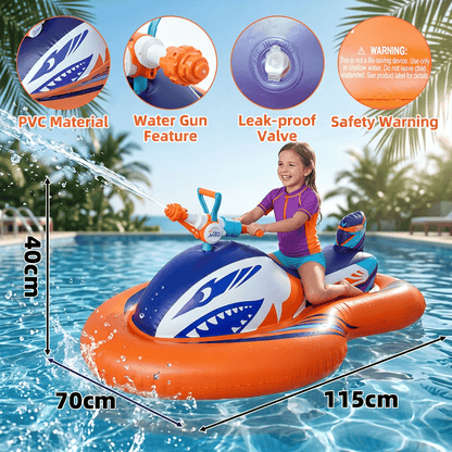 🏆2026 Upgraded 60% OFF🌊 2-in-1 Shark Inflatable Jet Water Ski🚤 Built-in Water Gun