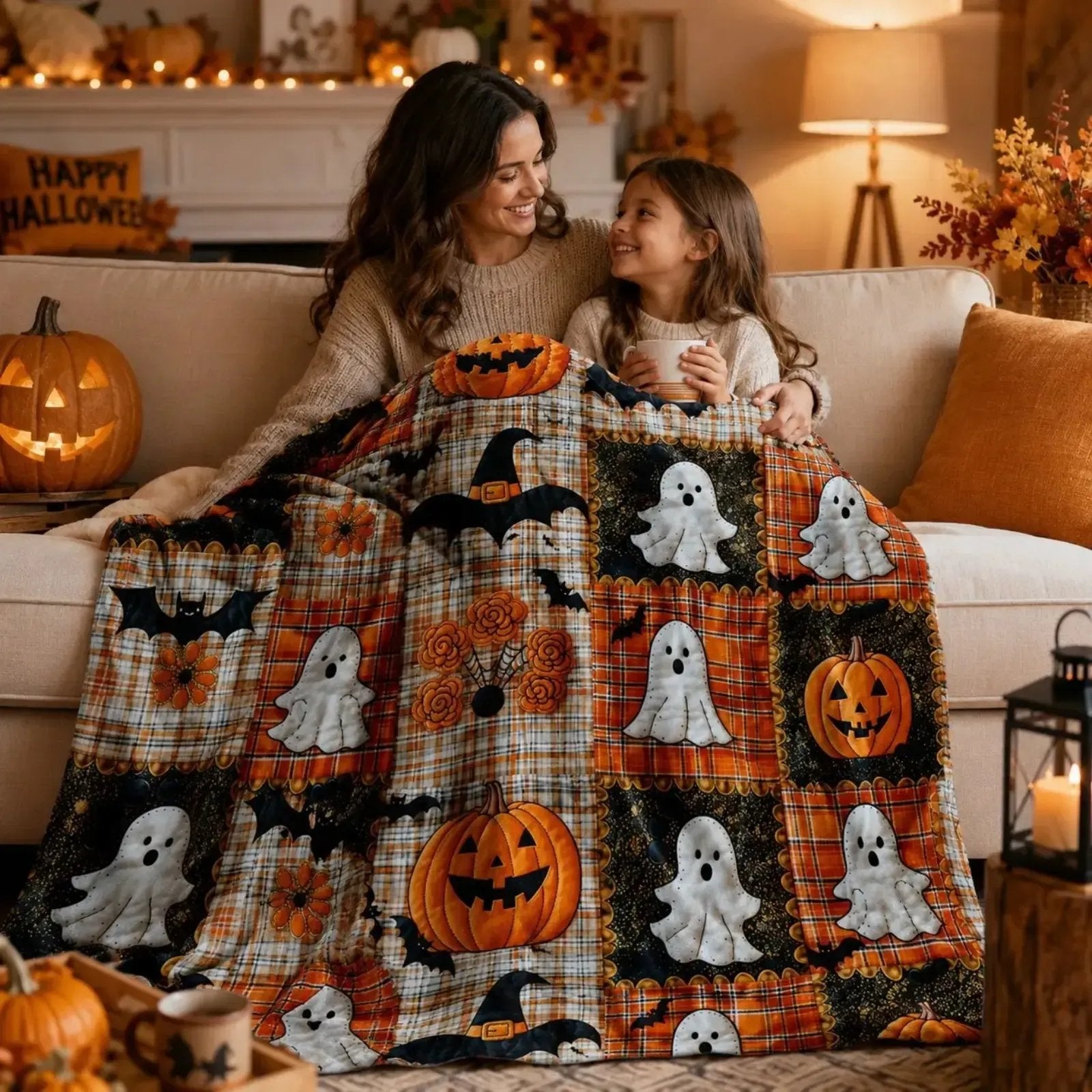 🎃🔥Halloween Pumpkin & Bat Flannel Throw Blanket, Soft Lightweight Cozy Blanket for Sofa & Bed(✨Buy 2 Free Shipping)
