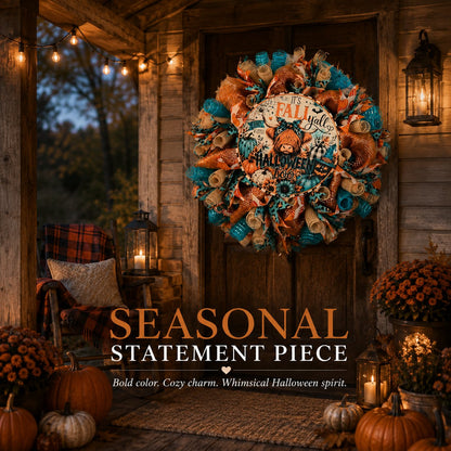 Handmade Highland Cow Fall & Halloween Wreath