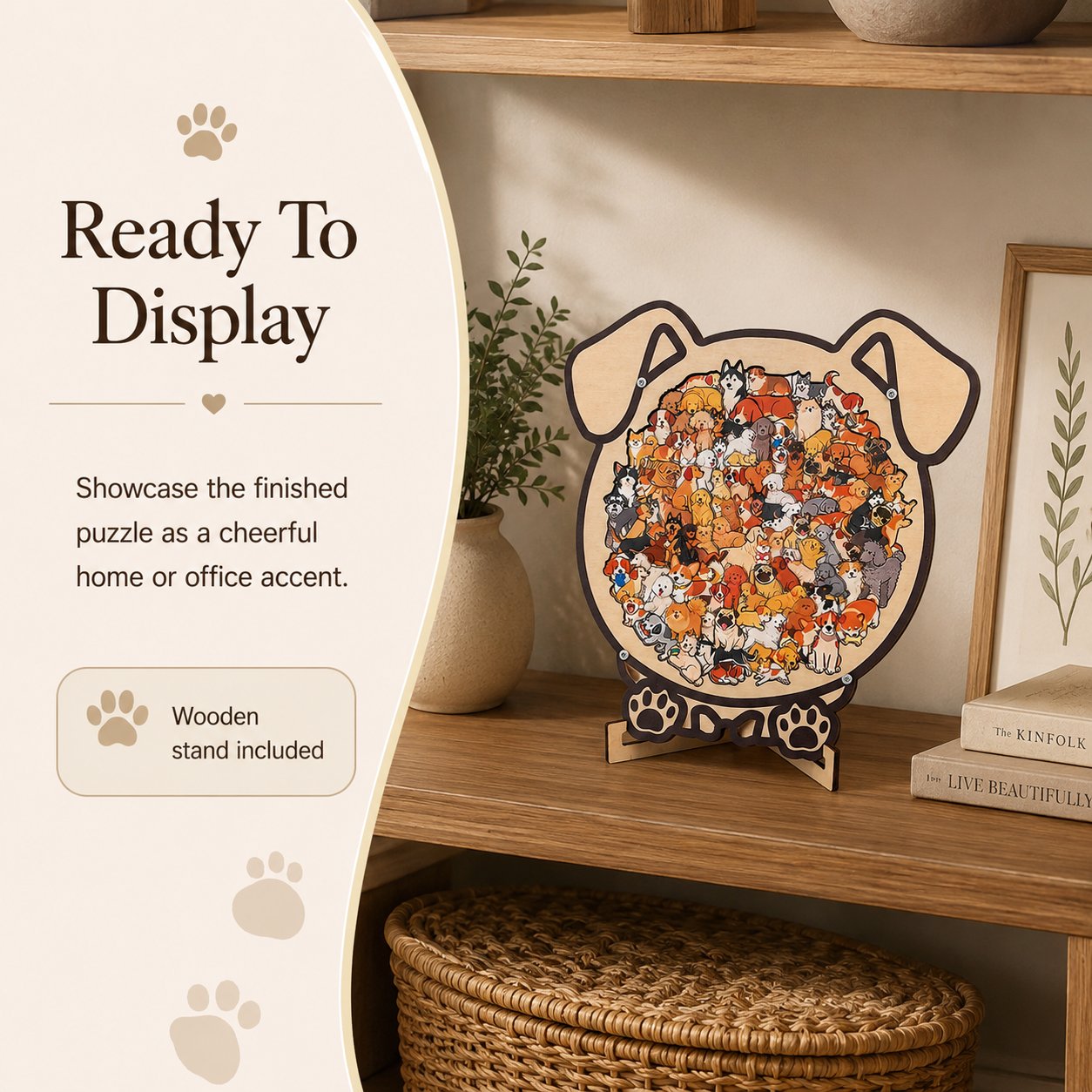 🔥Last Day 50% OFF - Charming Dog Breed Wooden Silhouette Puzzle Board With Stand