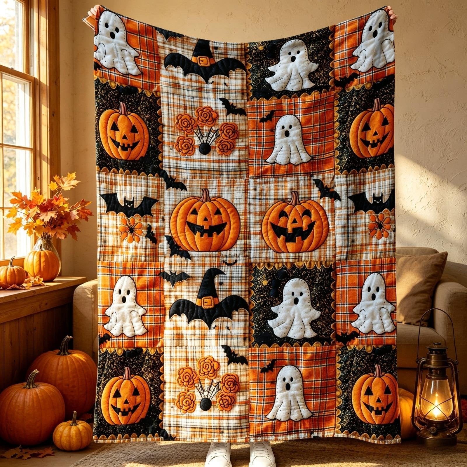 🎃🔥Halloween Pumpkin & Bat Flannel Throw Blanket, Soft Lightweight Cozy Blanket for Sofa & Bed(✨Buy 2 Free Shipping)