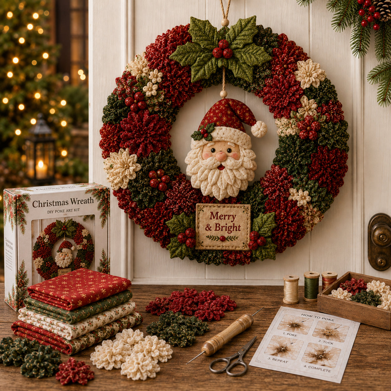 🔥49% Off Last Day🔥🎄 3D Fabric Poke Wreath DIY Kit