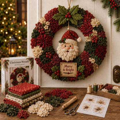 🔥49% Off Last Day🔥🎄 3D Fabric Poke Wreath DIY Kit
