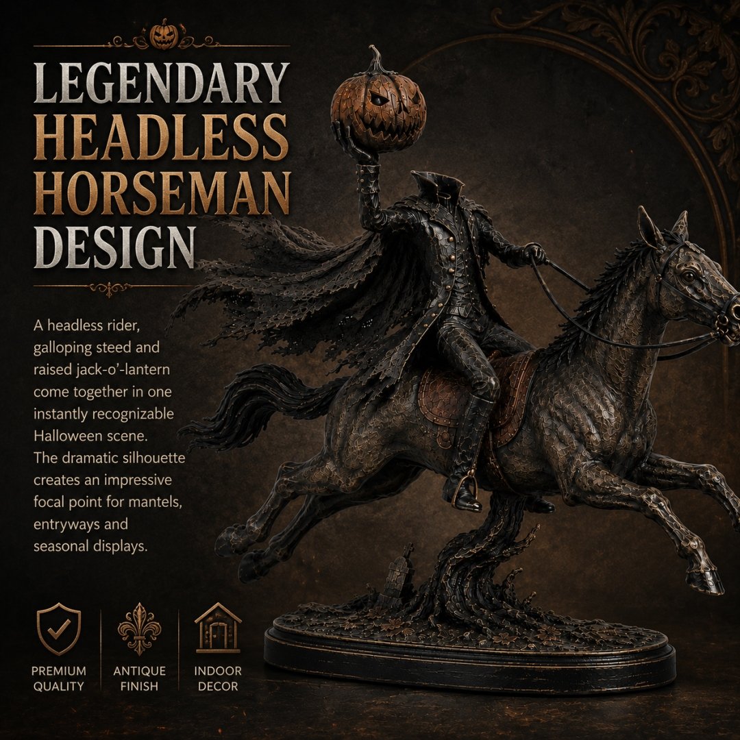 ⏰Limited Stock 50% OFF - 🎃🏇Midnight Chase Headless Horseman Statue | Awaken the Legend of the Hollow(✨Same as the video)