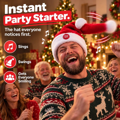 🎅 🤣 Singing & Dancing Santa Hat — Animated Christmas Party Hat
