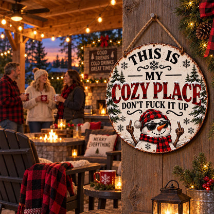 “This Is My Cozy Place” Funny Christmas Door Sign