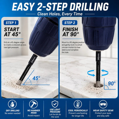 🔥LAST DAY SALE 49% OFF-6 Pcs Diamond Drill Bits Set, 1/4 5/6 3/8 1/2 Inch Brazed Diamond Drill Bits for Precision Drilling in Tile Ceramic Glass Granite Marble Masonry