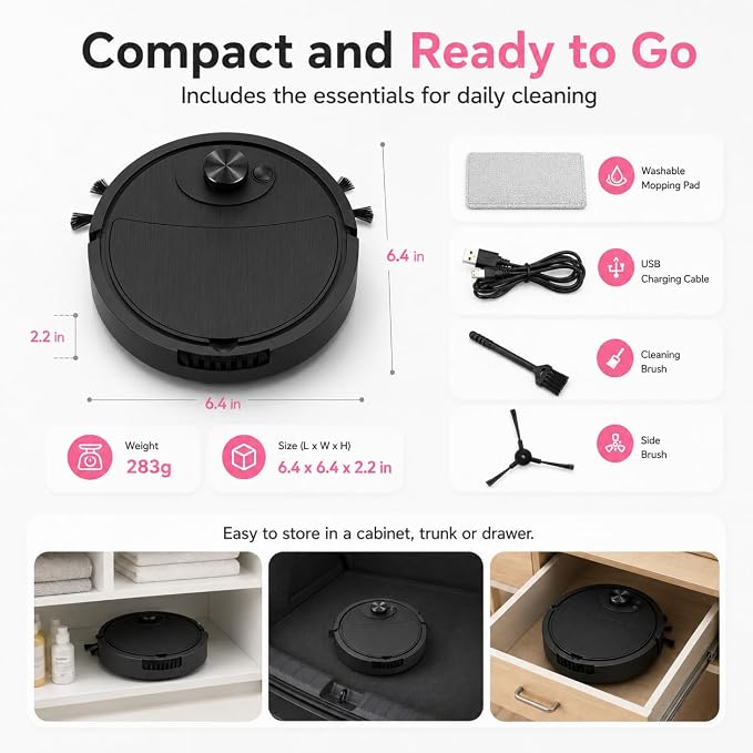 Mini vacuum dimensions and included accessories