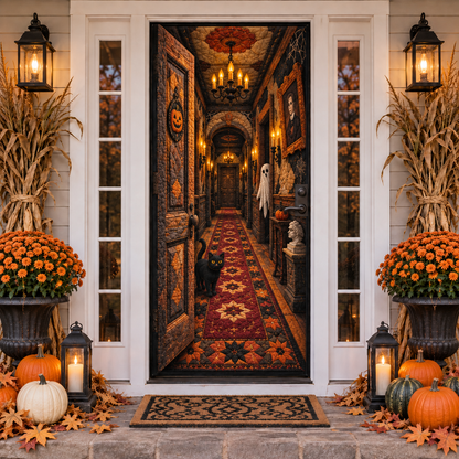🎃 50% OFF 3D Halloween Illusion Door Cover – Quilt-Inspired Haunted Hallway Decor