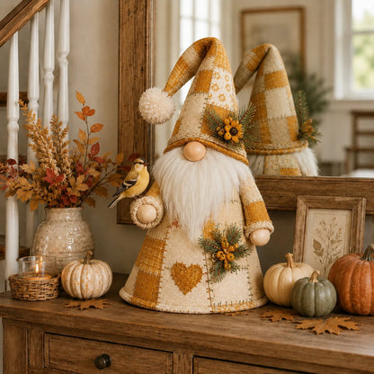 🔥 LAST DAY 49% OFF – 🐦Patchwork Bird Gnome Light Collection | Warm Glowing Tabletop Decor ✨