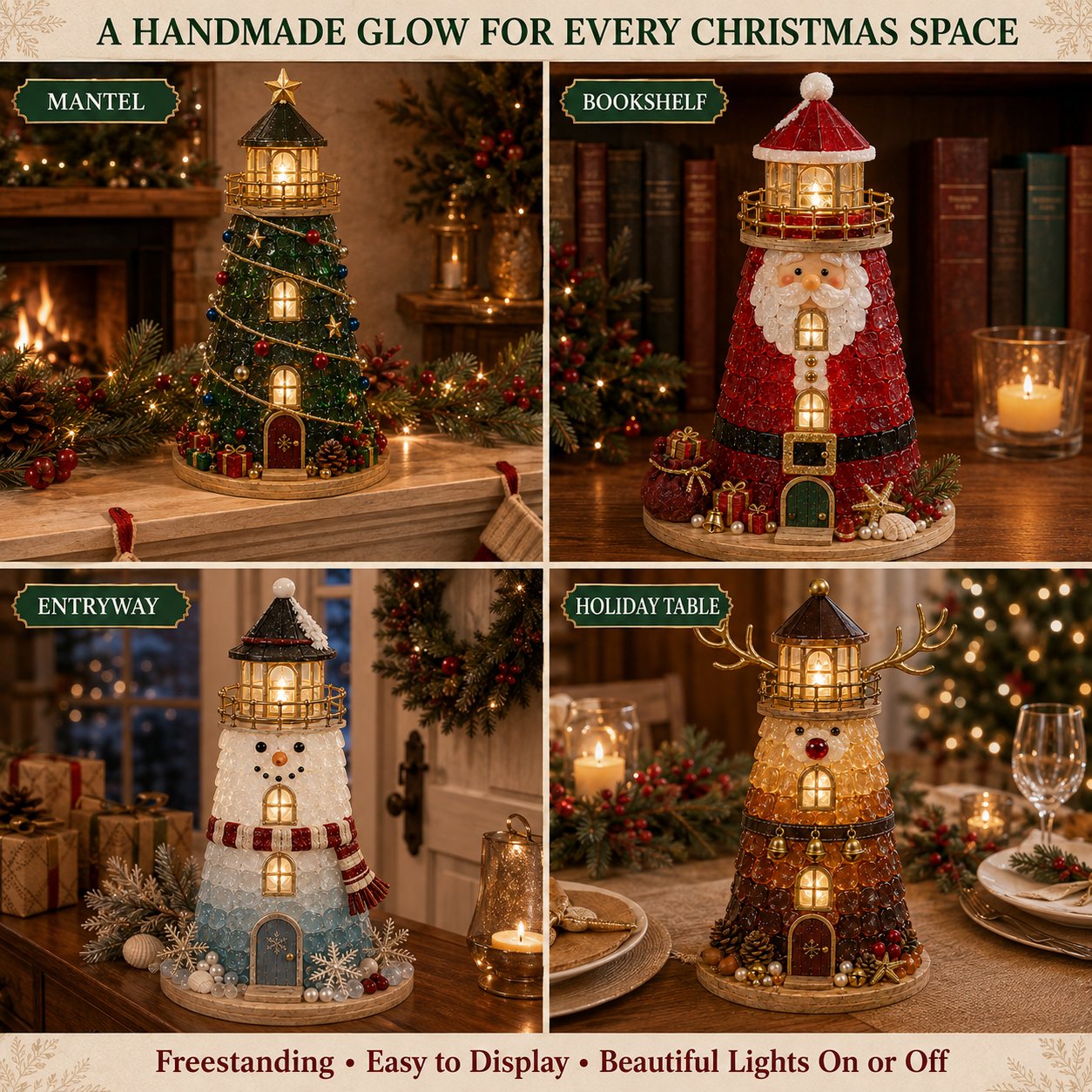✨ DIY Christmas Lighthouse Kit | Sea Glass-Style Pieces & LED Lights
