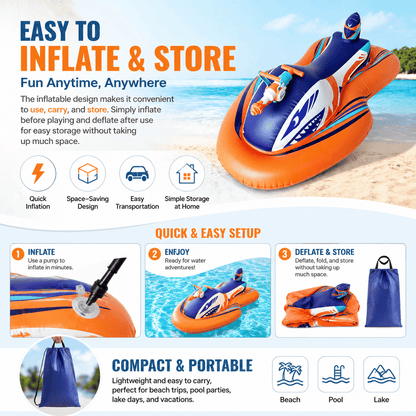 🏆2026 Upgraded 60% OFF🌊 2-in-1 Shark Inflatable Jet Water Ski🚤 Built-in Water Gun