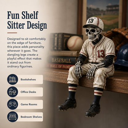 ⚾ Baseball Skeleton Shelf Sitter – He Stayed in the Game a Little Too Long 💀