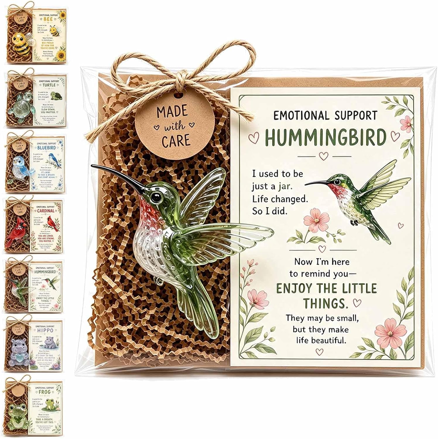 💌 Emotional Support Glass Animal Gift Set | 7 Meaningful Designs with Encouragement Card & Gift-Ready Packaging ✨