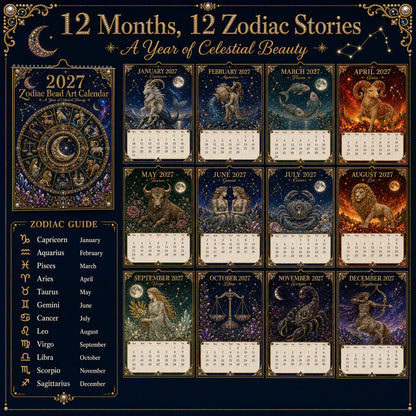 🌙 Beginner-Friendly 2027 Twelve Zodiac Bead Art Calendar Kit | Complete Kit with Zodiac Design Base, Decorative Beads & Step-by-Step Guide Included 💕