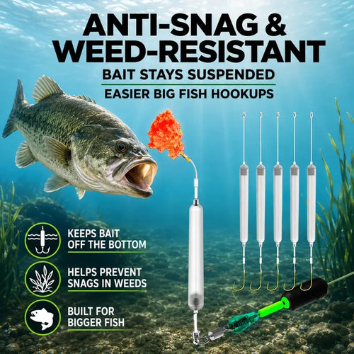 🎣 Pre-Tied Off Bottom Fishing Rig | Anti-Snag Floating Bottom Hook Leaders