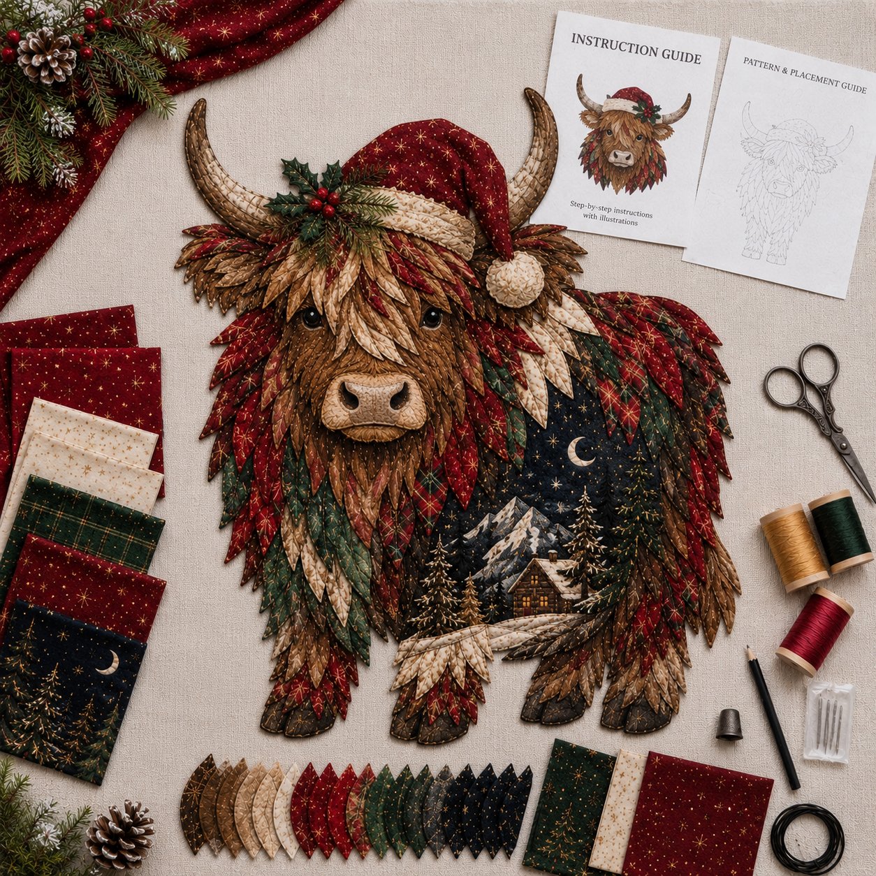 🔥Last Day 50% OFF - 🎄🎅Christmas Woodland Wildlife DIY Patchwork Kit – ✨Create a Festive Handmade Keepsake