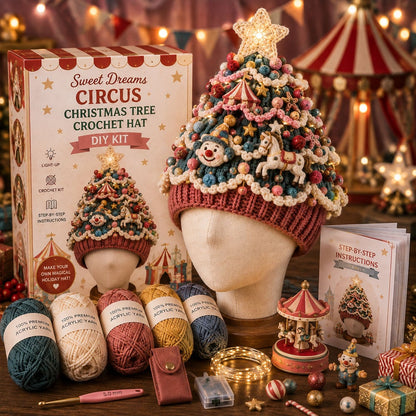 🎄Beginner-Friendly Light-Up Christmas Tree Crochet Hat DIY Kit | Complete Kit with Coordinated Yarn, LED Lights & Step-by-Step Guide Included 💕
