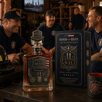 Honor the Brave Relief Decanter & Emblem – Hero Commemorative Ornament for Home Bar Display