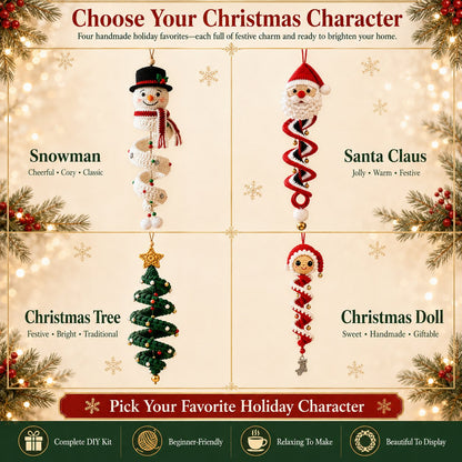 🔥 Limited Time Sale 49% OFF – ☃️ Crochet Snowman Spiral Ornament DIY Kit | Complete Beginner-Friendly Set with Soft Yarn, Crochet Hook, Festive Beads, Snowflakes & Step-by-Step Guide 🧶🎄✨