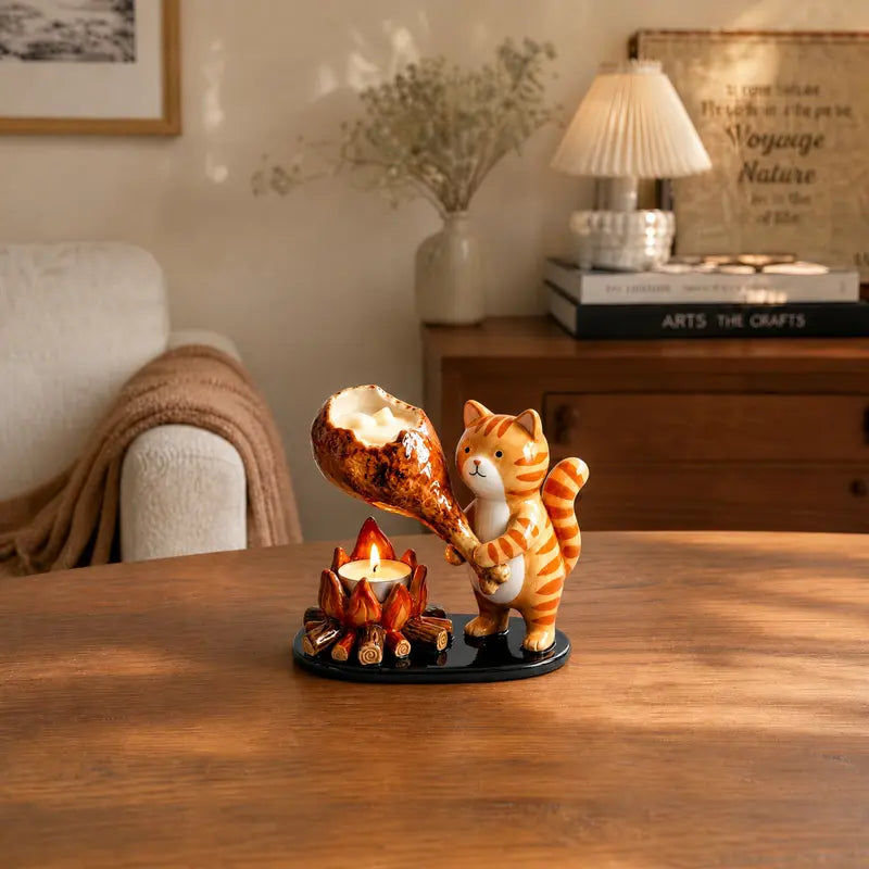 Animal bonfire resin tea wax stand - Cartoon-shaped barbecue small animal design - Atmosphere-scented scented candle base