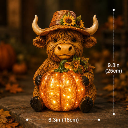 🐮🎃Solar Highland Cow Pumpkin Light