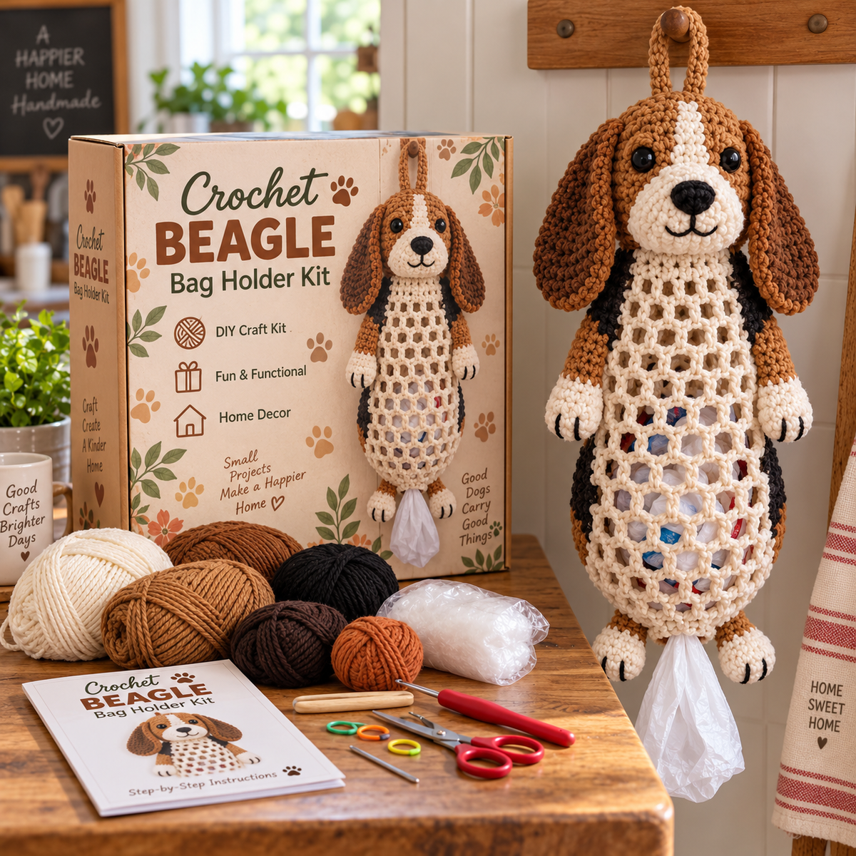 🐶🔥 Last Day 50% OFF – Crochet Dog Bag Holder DIY Kit 🧶 | 6 Adorable Breeds, Cute & Functional Home Decor 🎁