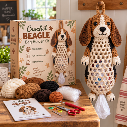 🐶🔥 Last Day 50% OFF – Crochet Dog Bag Holder DIY Kit 🧶 | 6 Adorable Breeds, Cute & Functional Home Decor 🎁