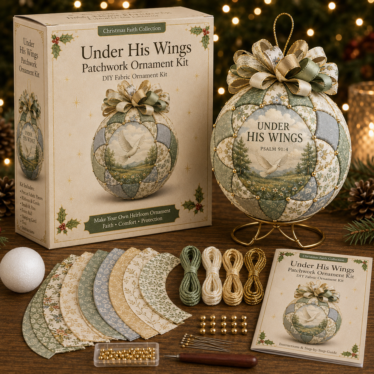 🎄 Christmas Faith Patchwork Ornament DIY Kit